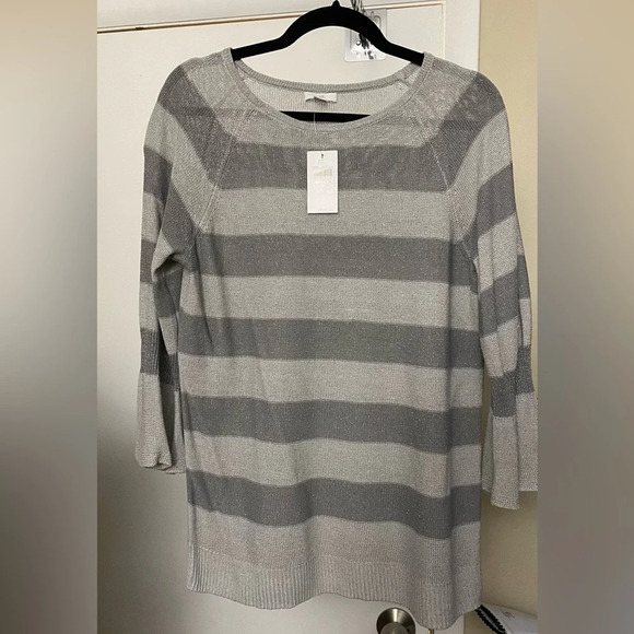 NWT J. Jill Gray Stripe Knit Sweater Size Small - Picture 6 of 10